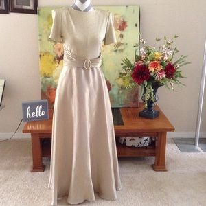One Piece Gold Belted Evening Dress